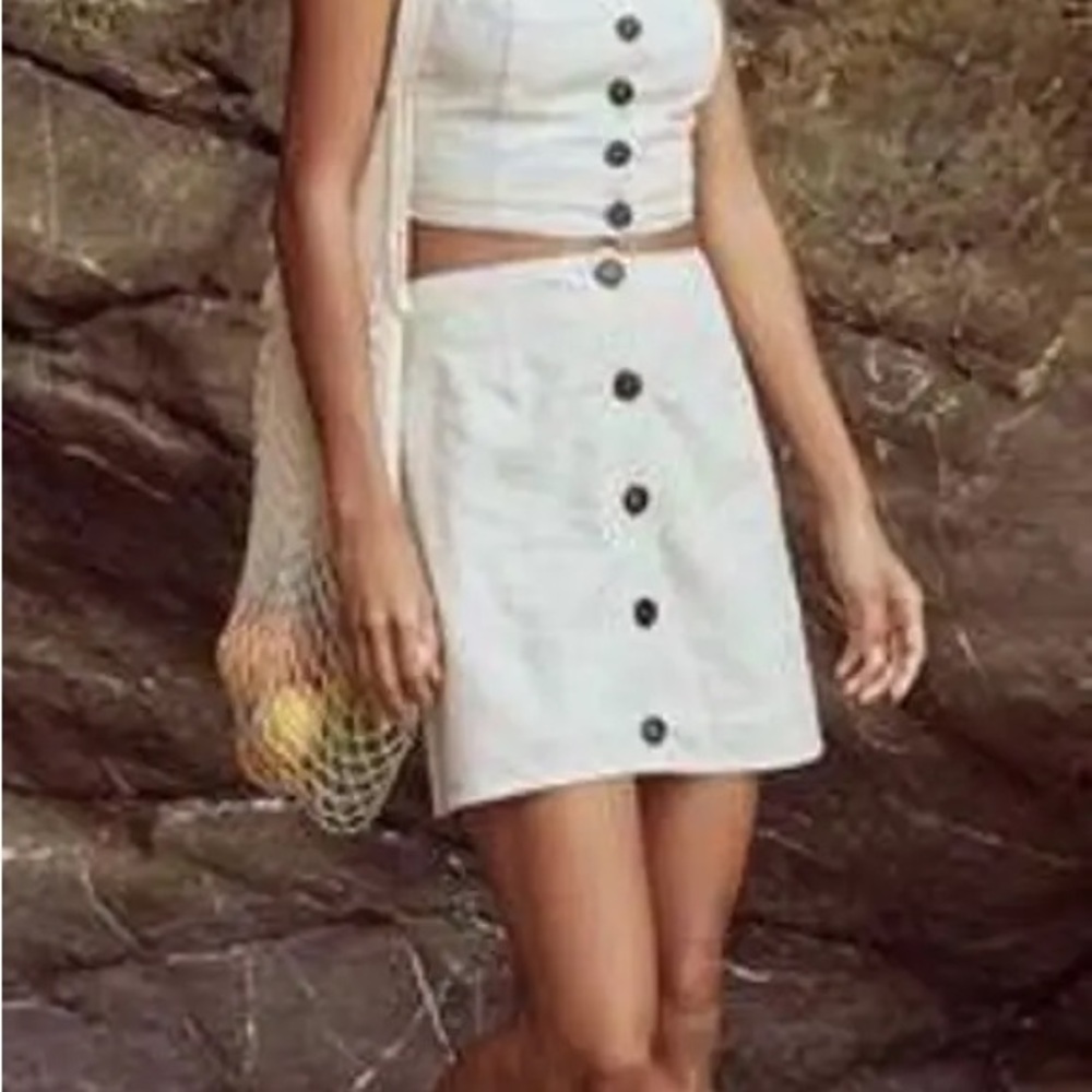 Lost + Wander White Button-Front Skirt size medium